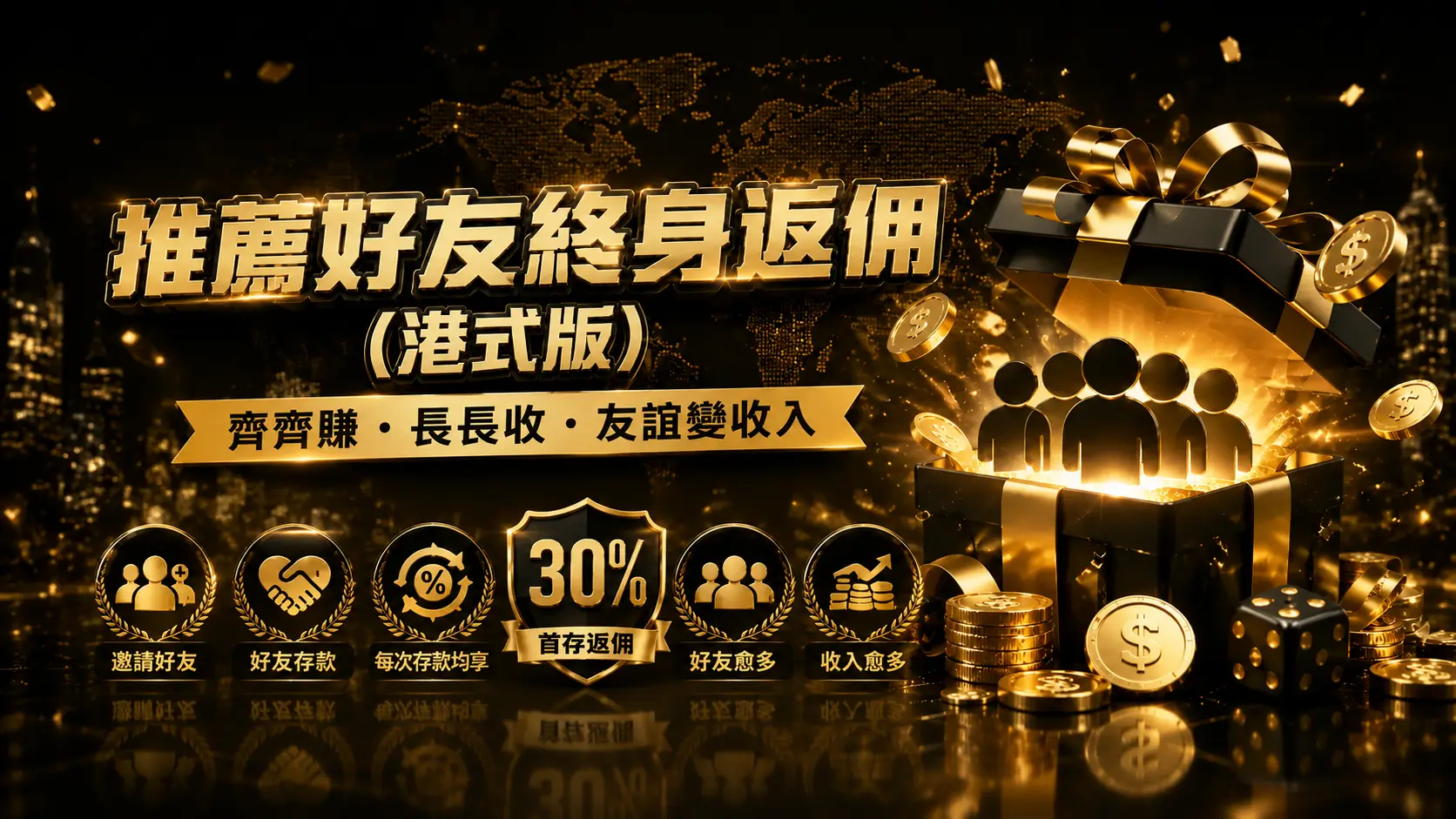 拉朋友入場 0.3% 佣金